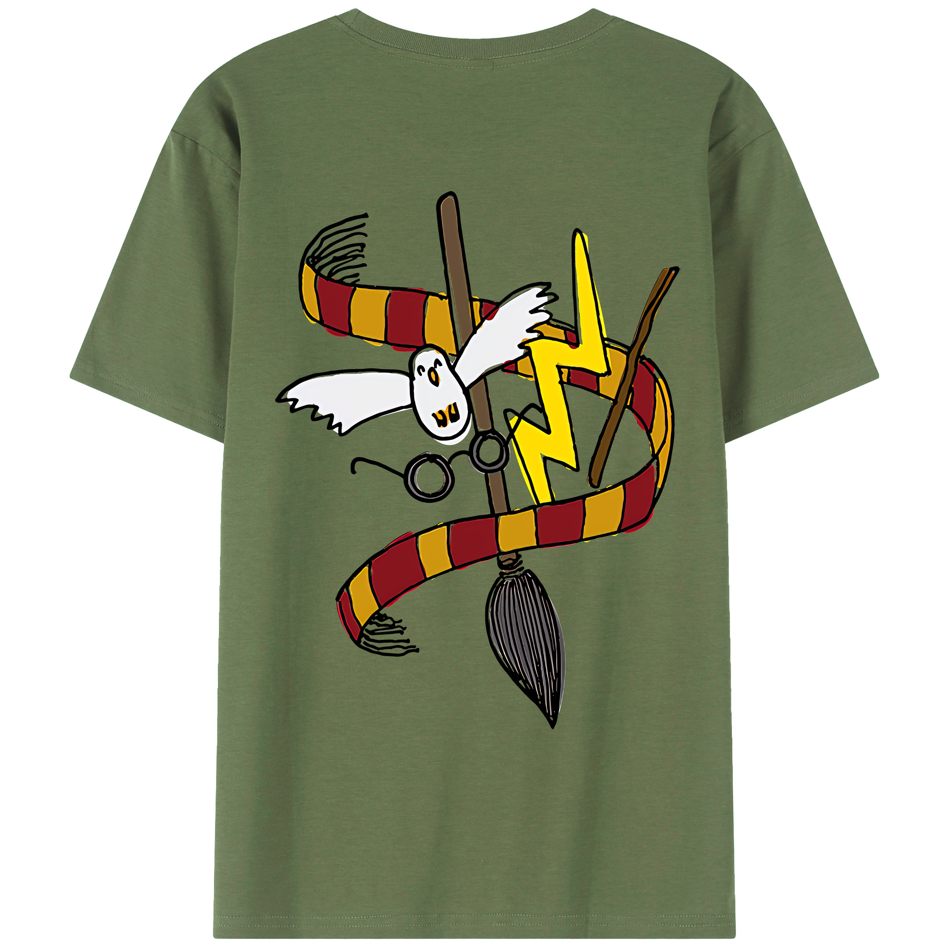 （画像用） Harry Potter ハリー・ポッターシリーズ 綿100％ メンズ半袖Tシャツ（バックプリント） 通気性